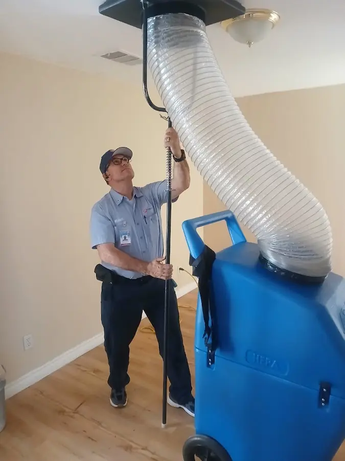 Mini Split Installation technician using HEPA equipment in Sanford